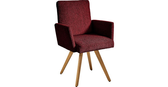 ARMLEHNSTUHL  in Chenille  - Eichefarben/Rot, Design, Holz/Textil (56/92/60cm) - Dieter Knoll