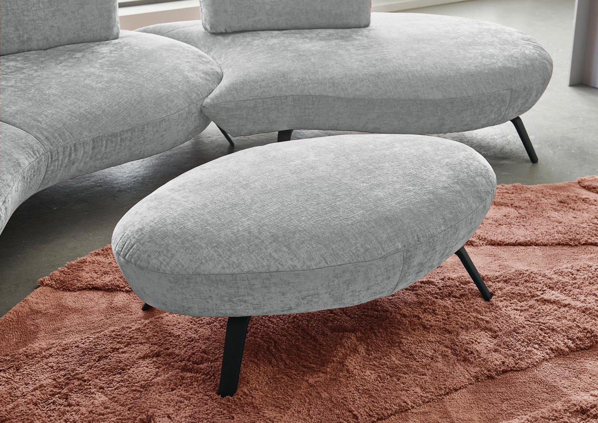 HOCKER Flachgewebe Hellgrau  - Hellgrau/Schwarz, Design, Textil/Metall (117/43/78cm) - Moderano