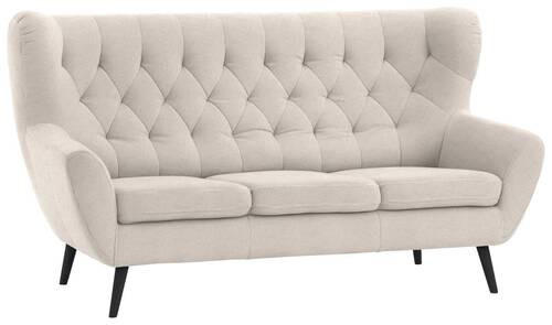 3-SITZER-SOFA in Mikrofaser Beige  - Beige/Schwarz, Design, Holz/Textil (187/101/95cm) - Stylife