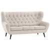 3-SITZER-SOFA in Mikrofaser Beige  - Beige/Schwarz, Design, Holz/Textil (187/101/95cm) - Stylife