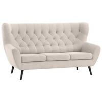 3-SITZER-SOFA in Mikrofaser Beige  - Beige/Schwarz, Design, Holz/Textil (187/101/95cm) - Stylife