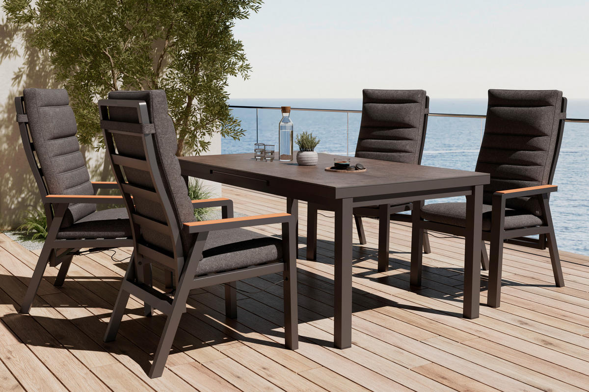 STOL VRTNI     antracit  metal, staklo  - antracit, Moderno, staklo/metal (180-240/75/100cm) - Ambia Garden