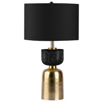 STOLNÁ LAMPA, E27, 31/31/54 cm - čierna/zlatá, Basics, kov/textil (31/31/54cm) - MID.YOU