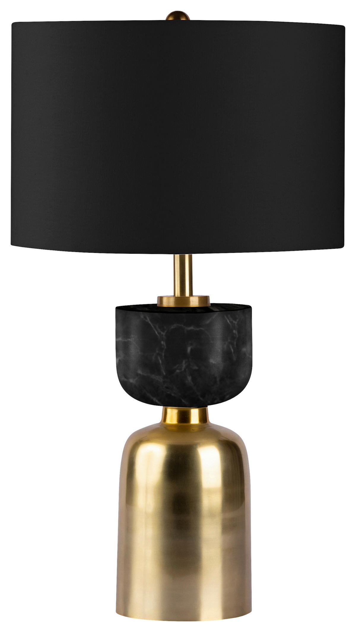 STOLNÁ LAMPA, E27, 31/31/54 cm - čierna/zlatá, Basics, kov/textil (31/31/54cm) - MID.YOU