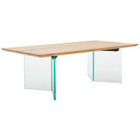 COUCHTISCH in Holz, Glas  - Transparent/Akaziefarben, Design, Glas/Holz (130/42/70cm) - Livetastic