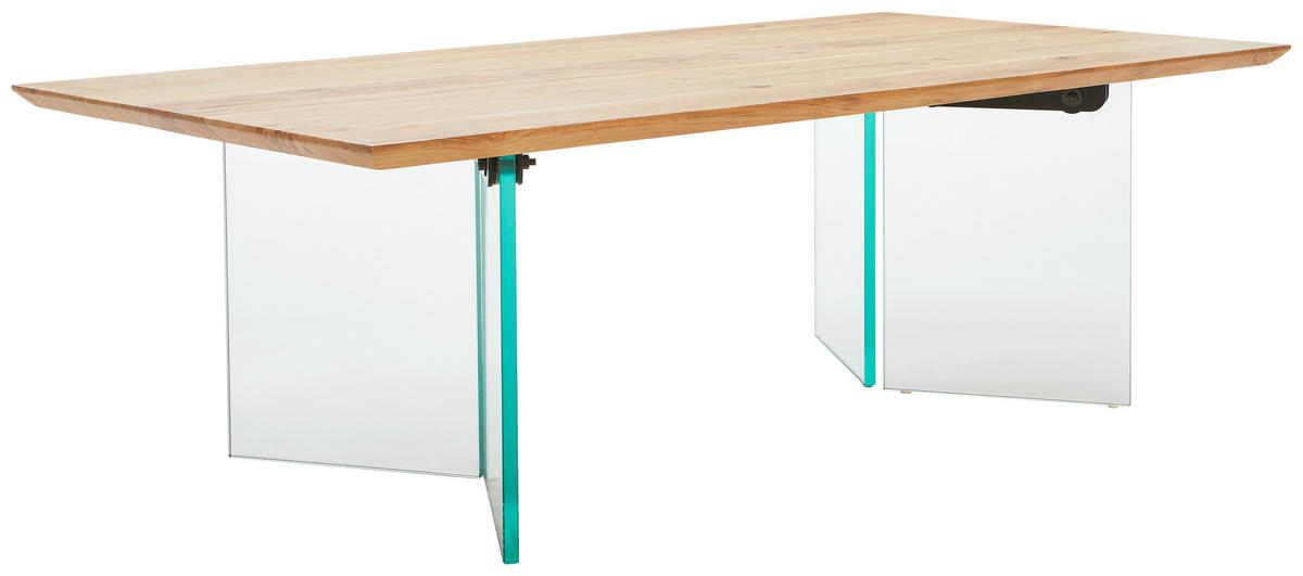 COUCHTISCH in Holz, Glas  - Transparent/Akaziefarben, Design, Glas/Holz (130/42/70cm) - Livetastic