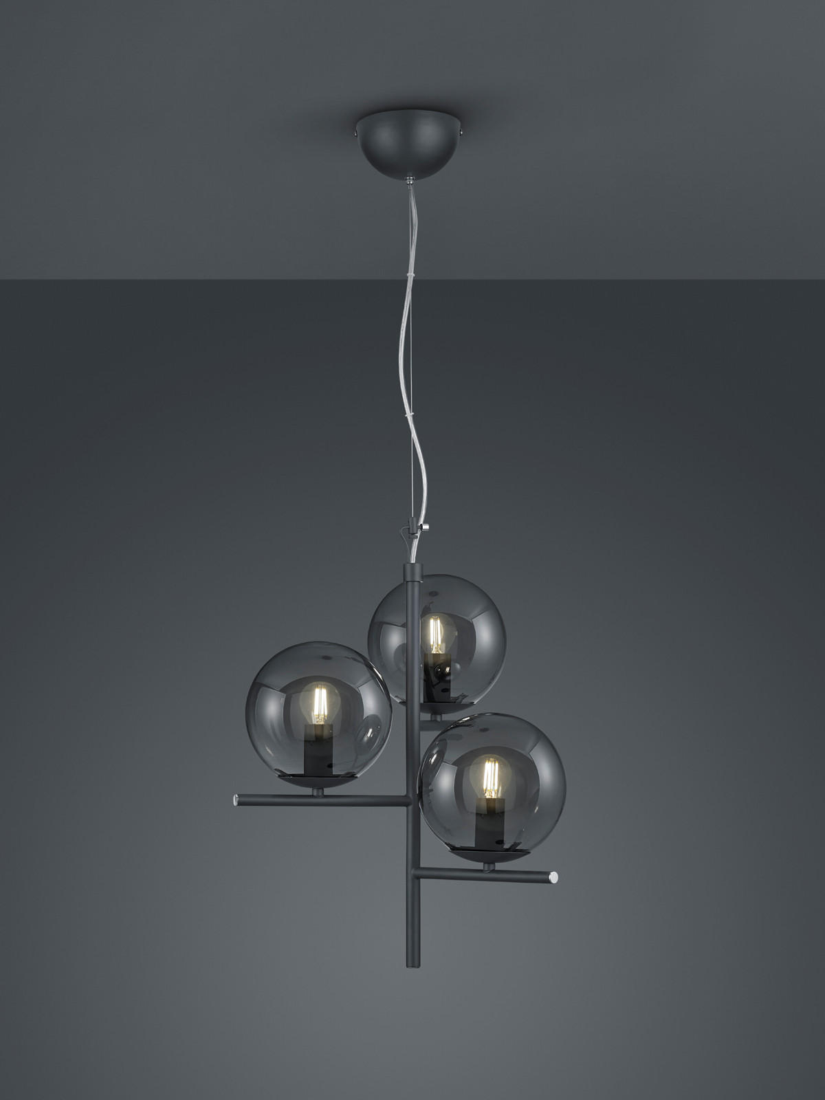 HÄNGELEUCHTE 40/150 cm    - Anthrazit, Basics, Glas/Metall (40/150cm) - Trio Leuchten