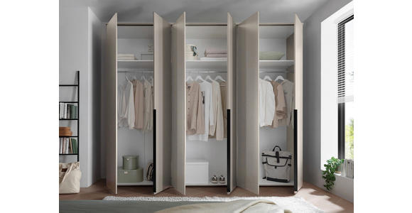 DREHTÜRENSCHRANK  in Kaschmir  - Kaschmir/Schwarz, MODERN, Holzwerkstoff/Kunststoff (270/225/52cm) - Carryhome