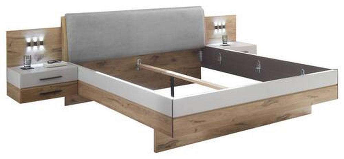 BETTANLAGE 180/200 cm  in Eichefarben, Hellgrau   - Eichefarben/Hellgrau, Modern, Holzwerkstoff (180/200cm) - Venda