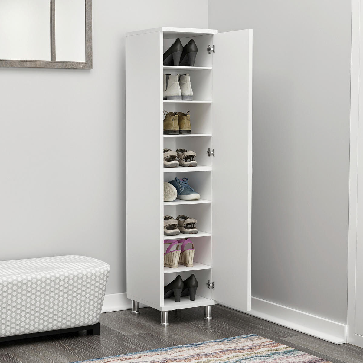 MEHRZWECKSCHRANK 34/130/29 cm  - Weiss/Alufarben, Design, Holz (34/130/29cm) - Livetastic