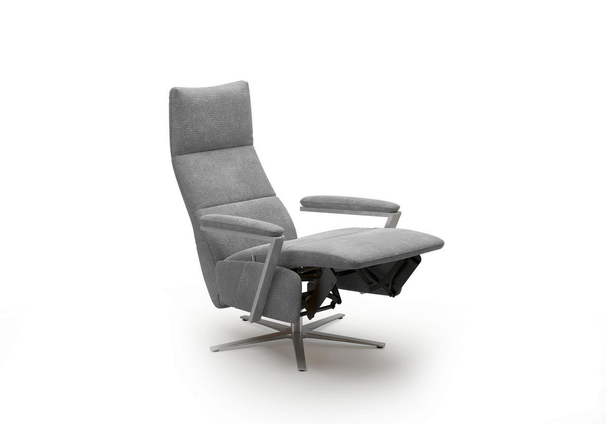 RELAXSESSEL TV VARIO COMFORT E S1 Chenille Kopfteilverstellung, Rücken echt    - Silberfarben/Grau, Basics, Textil/Metall (70/124/85cm) - Sit & More