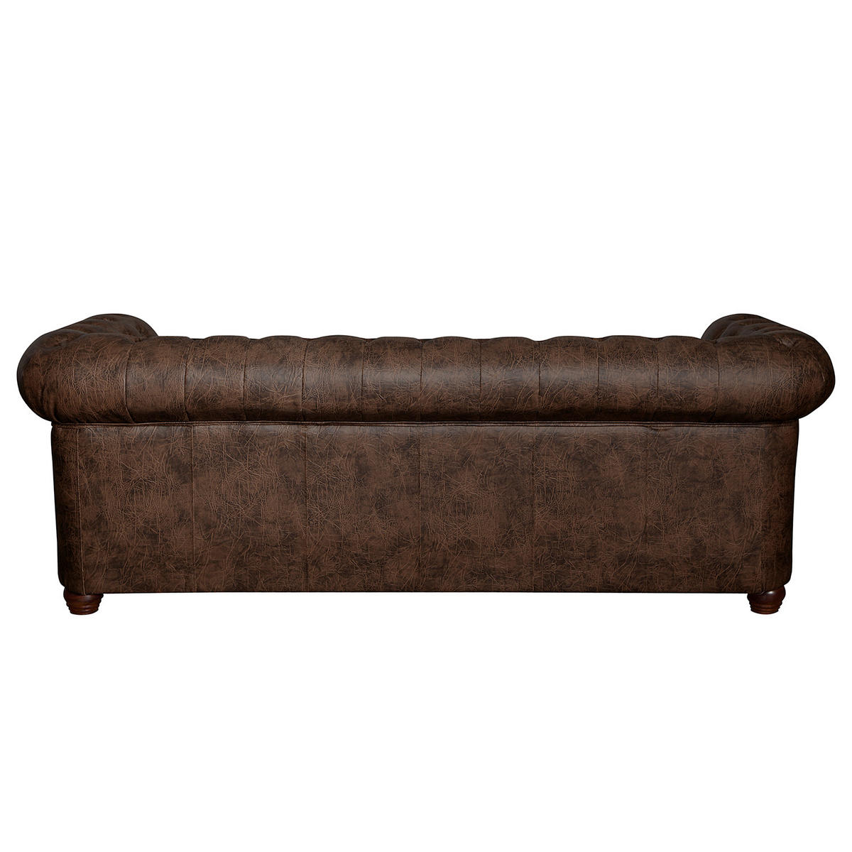 SITZGARNITUR YORK in Lederlook Dunkelbraun  - Dunkelbraun/Braun, Design, Holz/Textil (203/72/86cm) - P & B