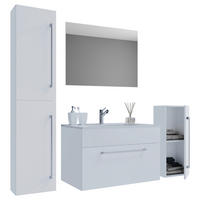 KOUPELNA bílá  - bílá/barvy hliníku, Moderní, kov/kompozitní dřevo (146cm) - MID.YOU