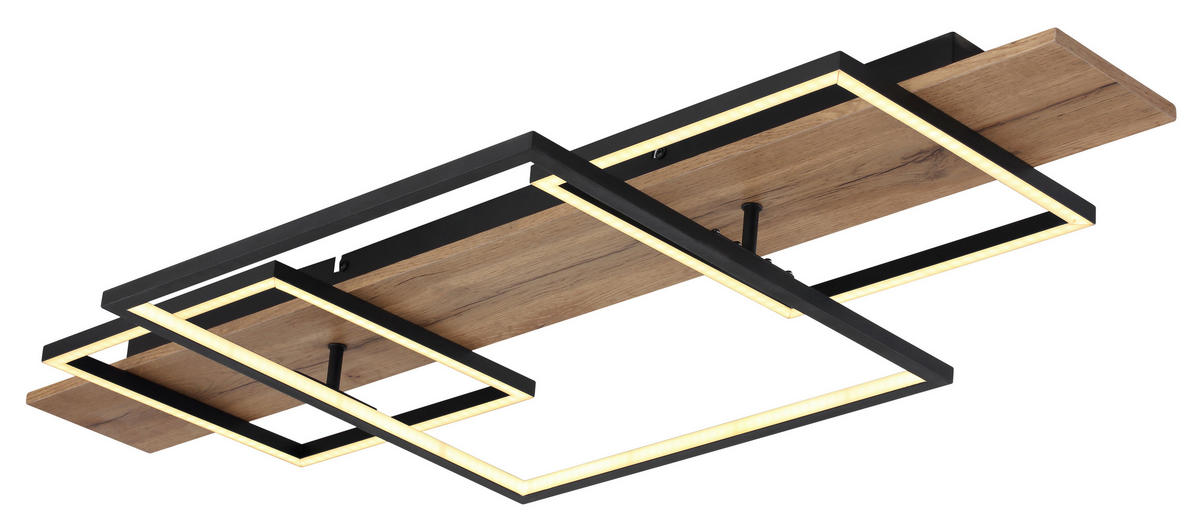LED-DECKENLEUCHTE VANNI 95/40/10 cm   - Dunkelbraun/Schwarz, Natur, Holzwerkstoff/Kunststoff (95/40/10cm) - Globo