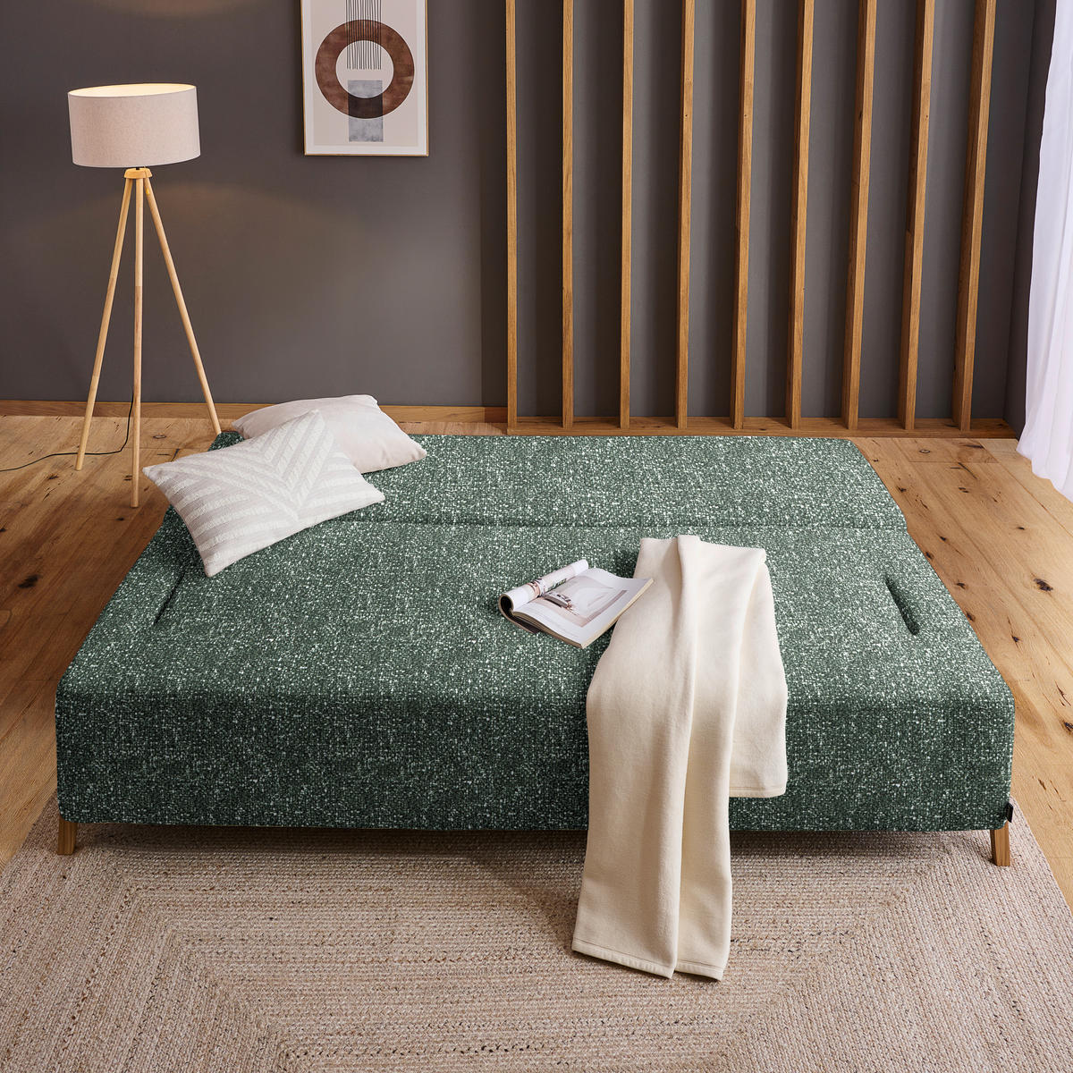 SCHLAFSOFA in Holz, Textil Grün  - Naturfarben/Grün, Design, Holz/Textil (211/88/102cm) - Niels Andersson