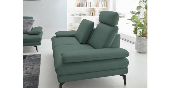 2,5-SITZER  in Echtleder Opal   - Opal/Schwarz, Design, Leder/Metall (196/86/104cm) - Dieter Knoll