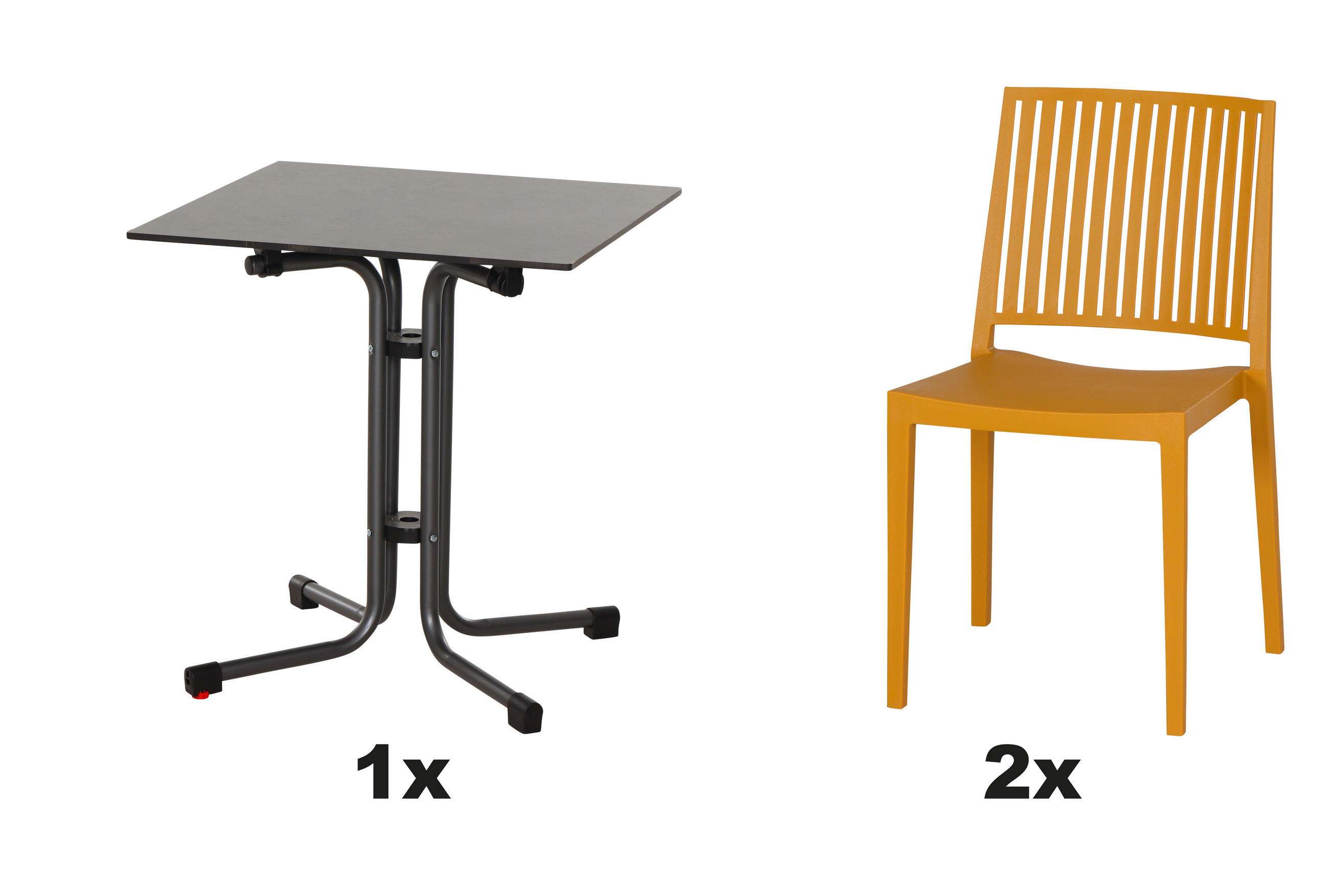GARTENGARNITUR 3-teilig  - Anthrazit/Gelb, Basics, Holzwerkstoff/Kunststoff (65/80/65cm) - Siena Garden