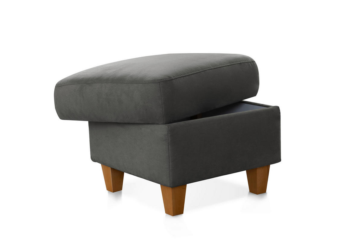 HOCKER in Textil Grau  - Eichefarben/Grau, Konventionell, Holz/Textil (58/48/58cm) - Sit & More