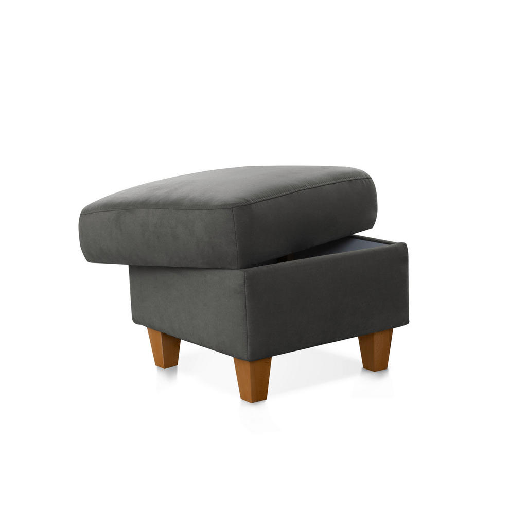 Thumbnail - Sit & More Hocker Palmera V, Grau, Textil, Buche, quadratisch, 58x48x58 cm, Goldenes M, Oeko-Tex® Standard 100, Made in ...