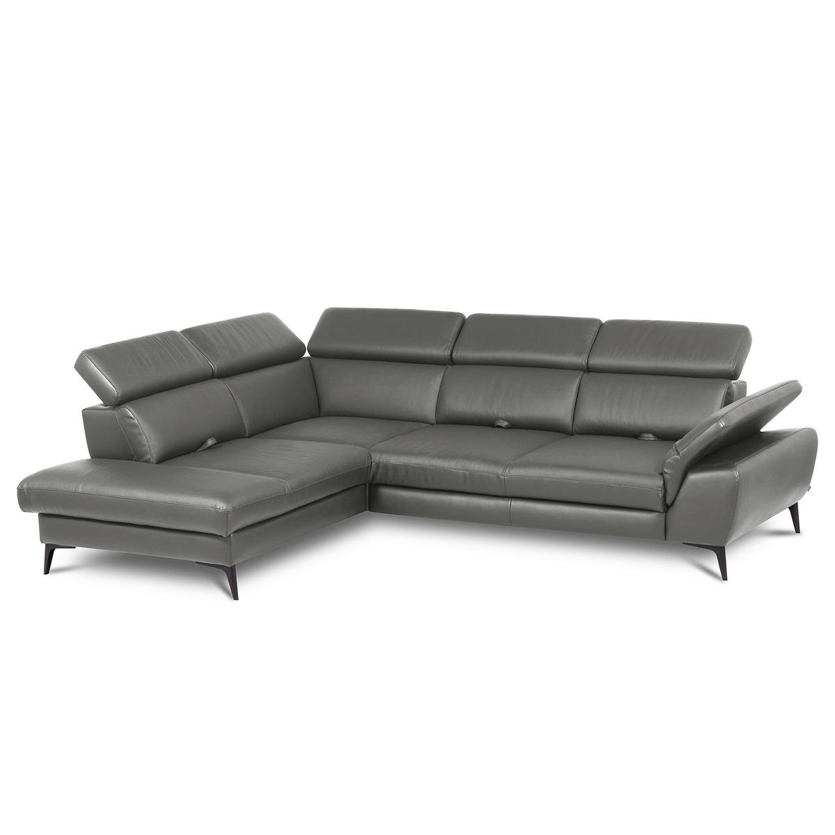 ECKSOFA  in Lederlook Echtleder Anthrazit  220/274 cm  - Anthrazit/Schwarz, Design, Leder/Textil (220/274cm) - Livetastic