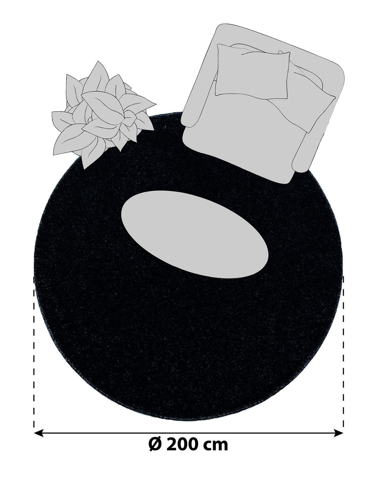 TEPIH VISOKOG FLORA  200 cm  antracit  ATA 7000  - antracit, Design, tekstil (200cm) - Novel