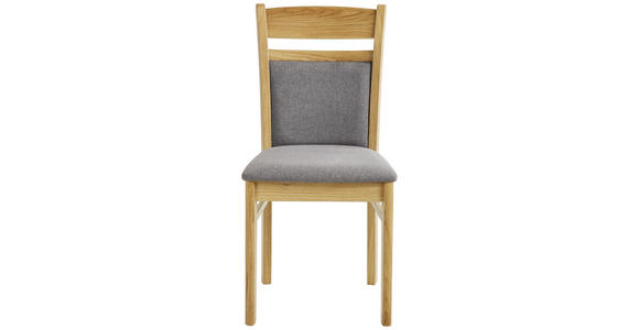 STUHL Flachgewebe Eiche vollmassiv Eichefarben, Dunkelgrau - Eichefarben/Dunkelgrau, KONVENTIONELL, Holz/Textil (44,5/88/54cm) - Venda