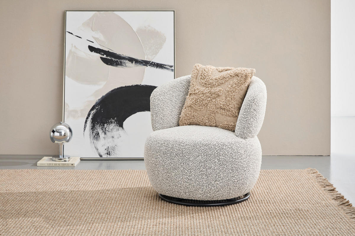 FÅTÖLJ i metall, textil svart, beige  - beige/svart, Design, metall/textil (73,5/72,5/71,5cm) - Xora