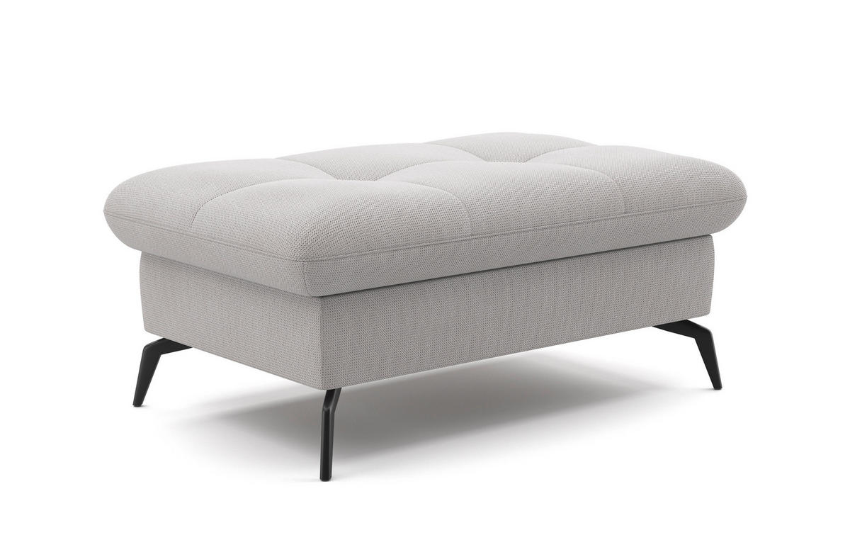 HOCKER Flachgewebe Silberfarben  - Silberfarben/Schwarz, KONVENTIONELL, Textil/Metall (102/47/69cm) - Sit & More
