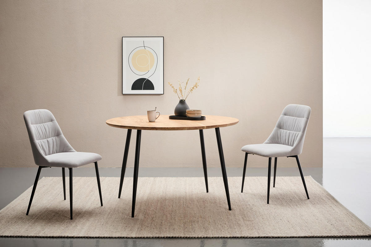 ESSTISCH in Holz, Metall 120/120/76 cm  - Schwarz/Akaziefarben, LIFESTYLE, Holz/Metall (120/120/76cm) - Stylife