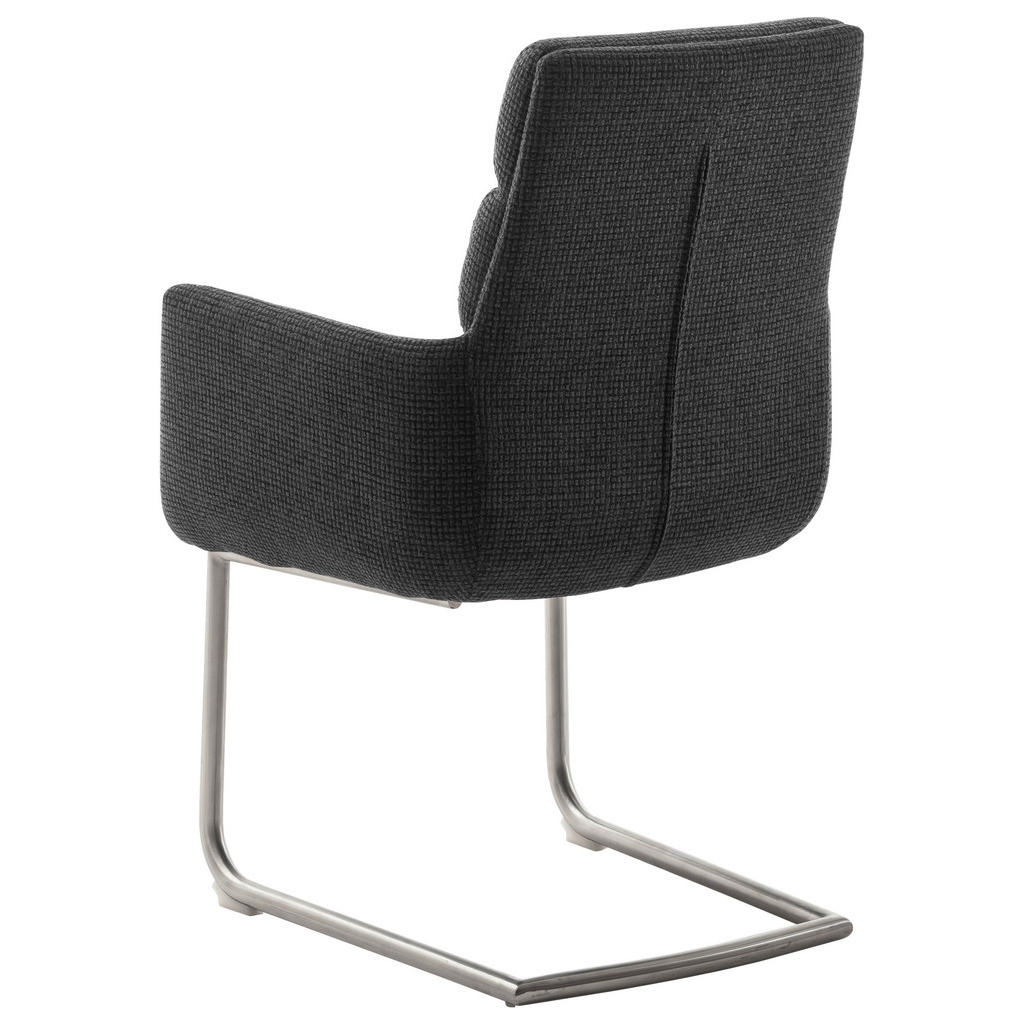 Thumbnail - Dieter Knoll Armlehnstuhl, Anthrazit, Edelstahl, Metall, Textil, C-Form, 61x90x64 cm, Typenauswahl, Gestellauswahl, Stof...