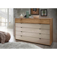 KOMODA, barve šampanjca, hrast bianco  - barve šampanjca/črna, Design, kovina/steklo (80/86/43cm) - Dieter Knoll