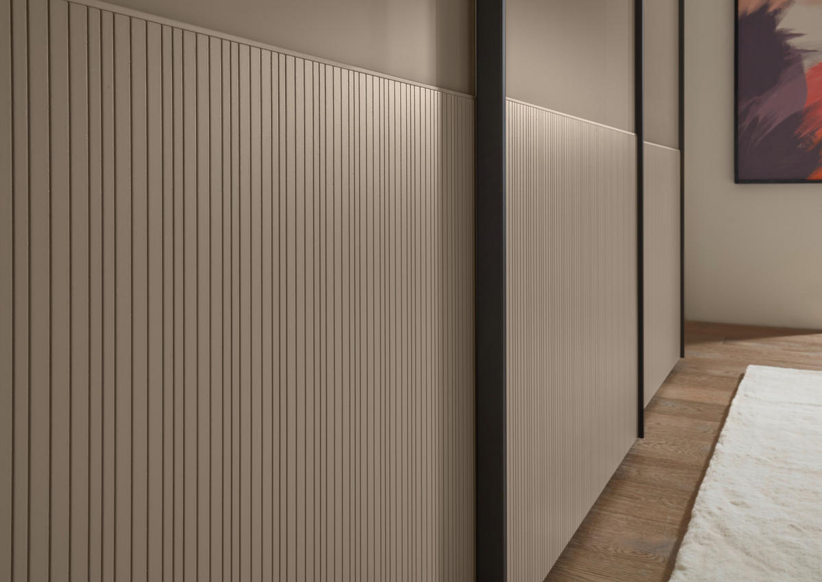 SCHWEBETÜRENSCHRANK 300/236/67 cm 3-türig Champagner  - Schieferfarben/Champagner, Design, Glas/Holzwerkstoff (300/236/67cm) - Dieter Knoll