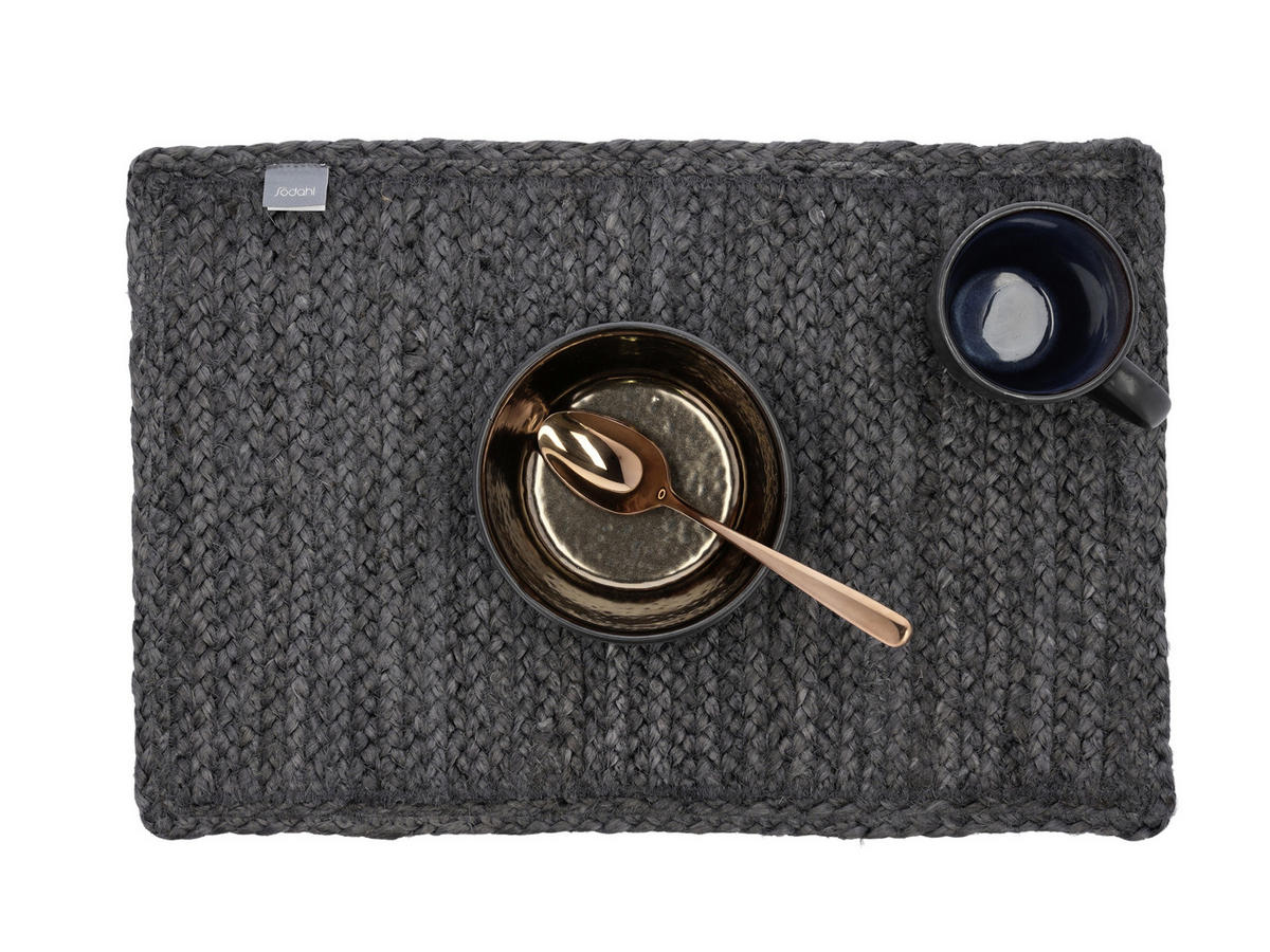 TISCHSET SÖDAHL Naturmaterialien Dunkelgrau 48/33 cm  - Dunkelgrau, Trend, Naturmaterialien (48/33cm)
