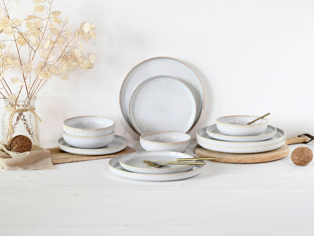JÍDELNÍ SOUPRAVA, kamenina - šedobílá, Basics, keramika - Creatable