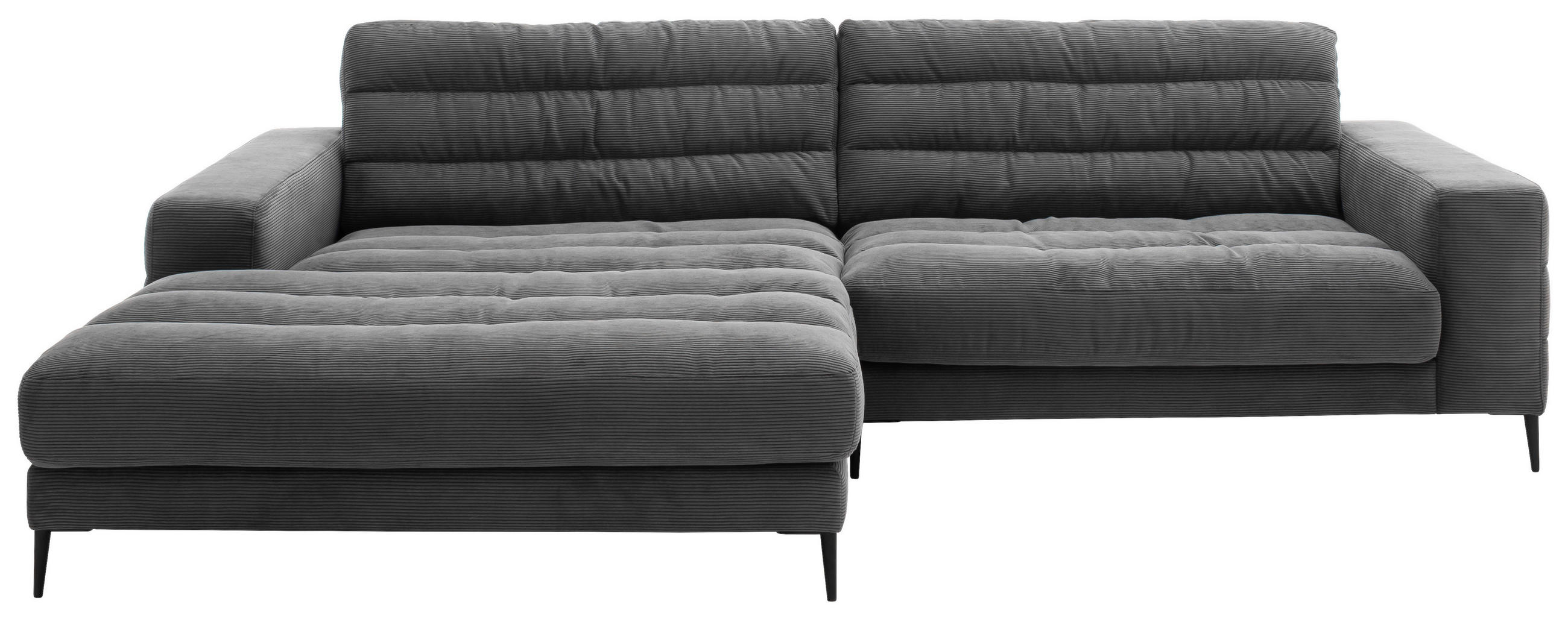 ECKSOFA in Cord Anthrazit  - Anthrazit/Schwarz, Design, Textil/Metall (207/296cm) - Dieter Knoll