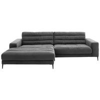 ECKSOFA in Cord Anthrazit  207/296 cm  - Anthrazit/Schwarz, Design, Textil/Metall (207/296cm) - Dieter Knoll