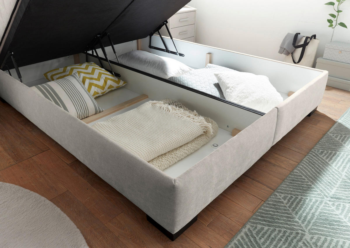 BOXBETT 160/200 cm  in Beige  - Beige/Schwarz, MODERN, Holzwerkstoff/Kunststoff (160/200cm) - MID.YOU