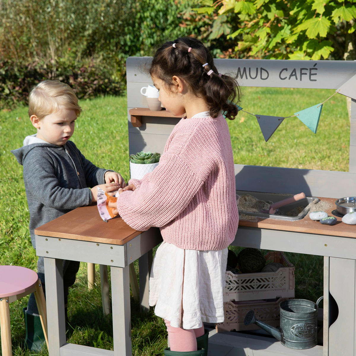 MATSCHKÜCHE MUD CAFÉ Kunststoff, Holz Grau  - Grau, Basics, Holz/Kunststoff (110/71,5/100cm) - MUDDY BUDDY
