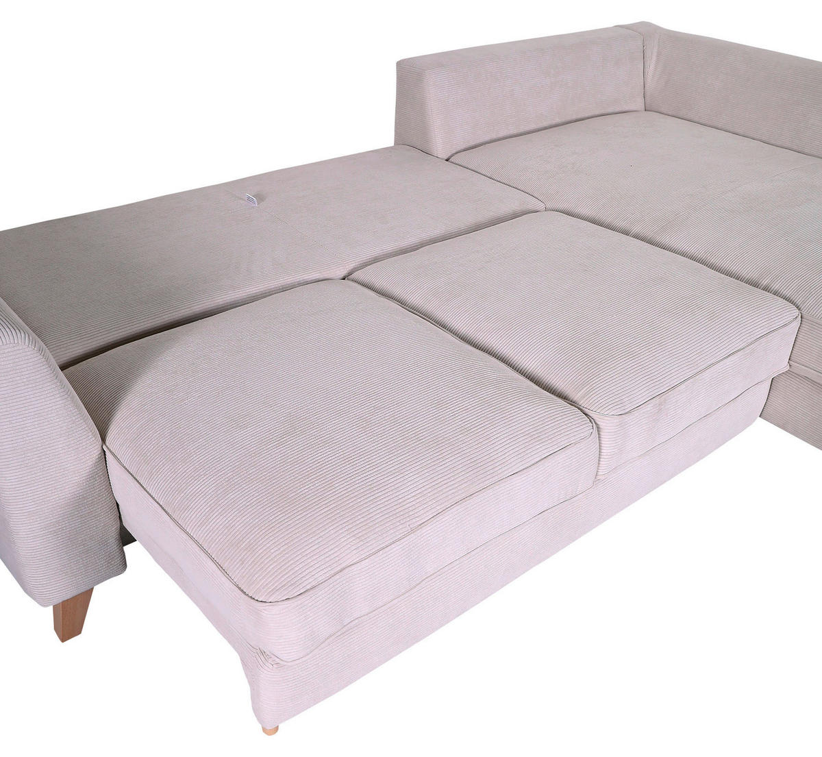 ECKSOFA in Flachgewebe Weiss  - Weiss/Beige, Design, Holz/Textil (271/165cm) - MID.YOU