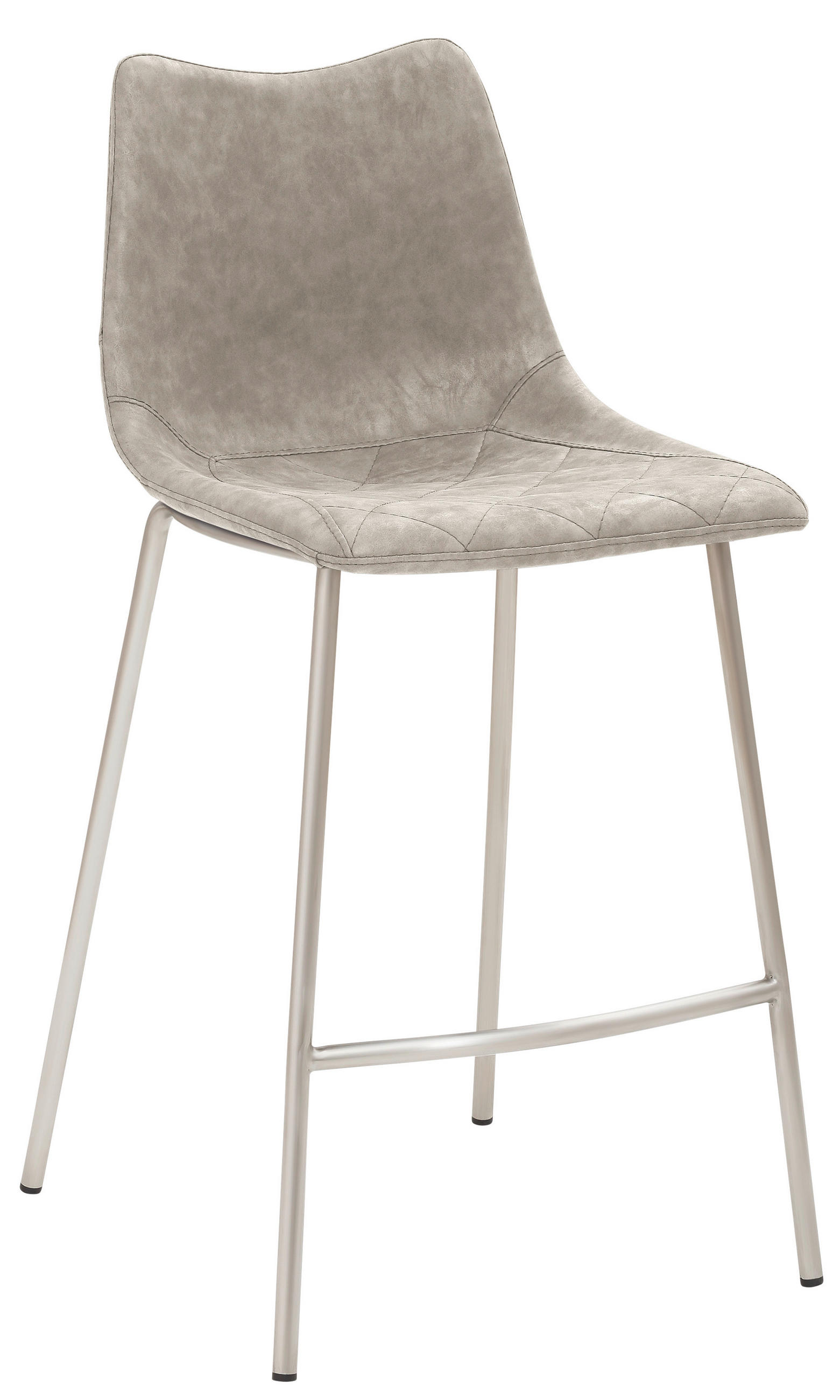 BARHOCKER Lederlook Edelstahlfarben, Hellgrau abwischbar  - Edelstahlfarben/Hellgrau, Design, Textil/Metall (49/99,5/55cm) - Novel