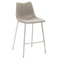 BARHOCKER Lederlook Edelstahlfarben, Hellgrau abwischbar  - Edelstahlfarben/Hellgrau, Design, Textil/Metall (49/99,5/55cm) - Novel
