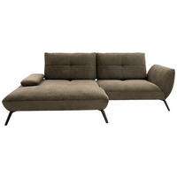 ECKSOFA Olivgrün Flachgewebe  - Schwarz/Olivgrün, Trend, Textil/Metall (191-207/273cm) - Livetastic