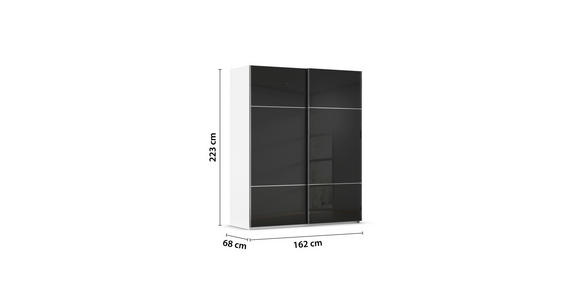 SCHWEBETÜRENSCHRANK 162/223/68 cm 2-türig Schwarz, Weiß - Chromfarben/Schwarz, KONVENTIONELL, Glas/Holzwerkstoff (162/223/68cm) - Novel