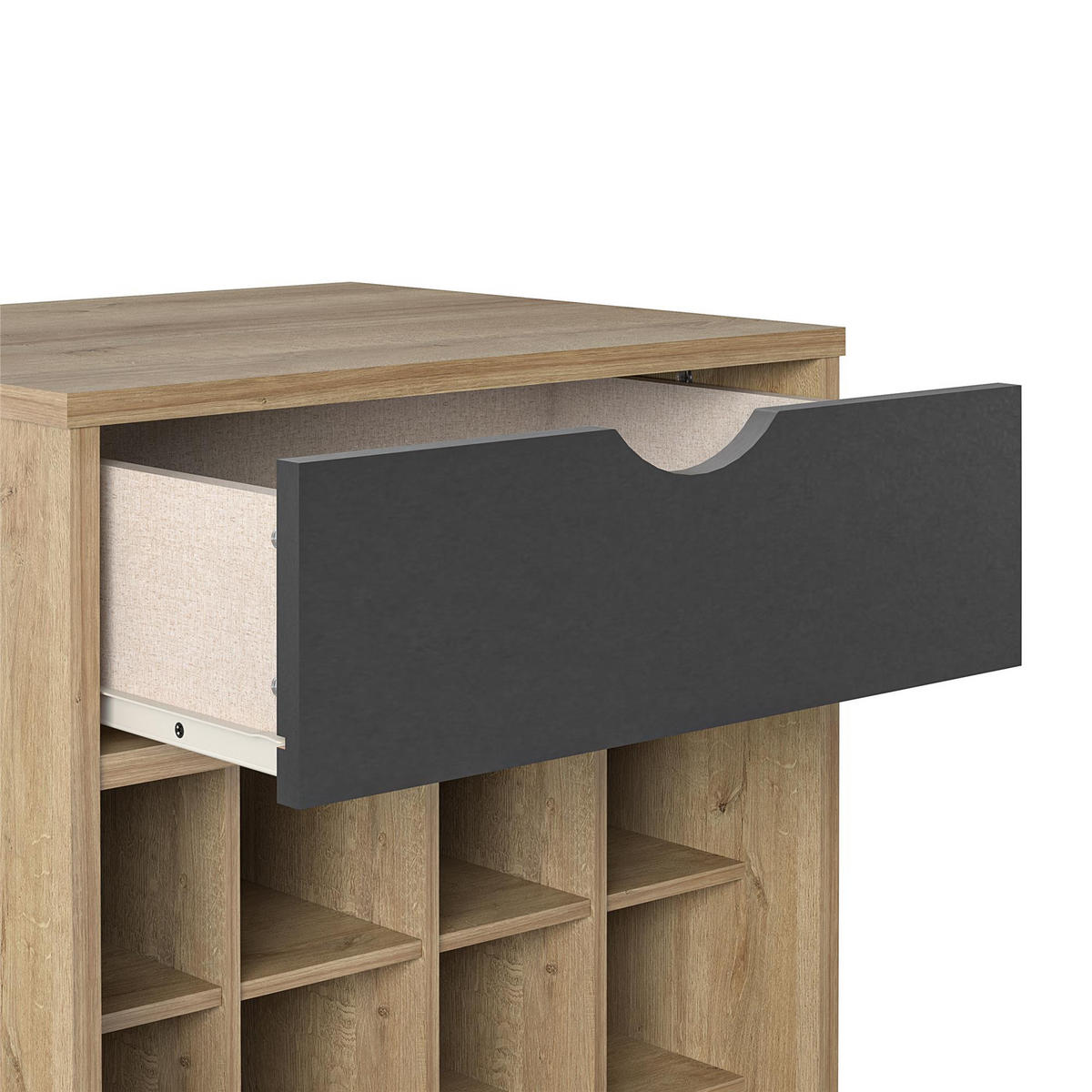 WEINREGAL 51/80/45 cm  - Eichefarben/Schwarz, Design, Holzwerkstoff/Metall (51/80/45cm) - MID.YOU