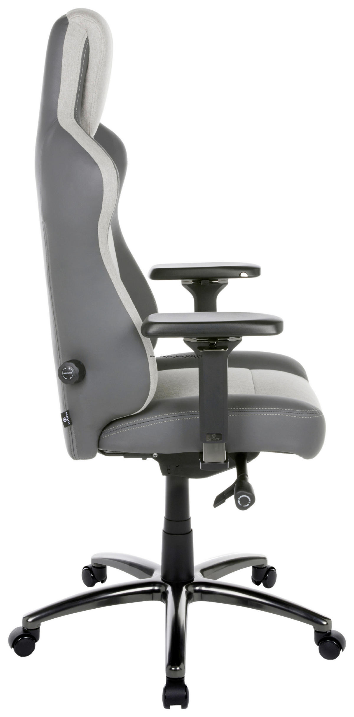 EQLIPSE Cloud Obsidian Anthrazit, Grau, Hellgrau, Schwarz Hochglanz Metall, Textil   - Schwarz Hochglanz/Anthrazit, LIFESTYLE, Textil/Metall (79/142/77cm) - HIVAR