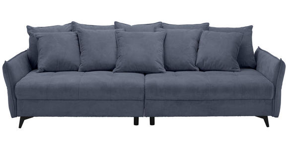 BIGSOFA  in Webstoff Blau  - Blau/Schwarz, KONVENTIONELL, Textil/Metall (282/94/127cm) - Ambia Home