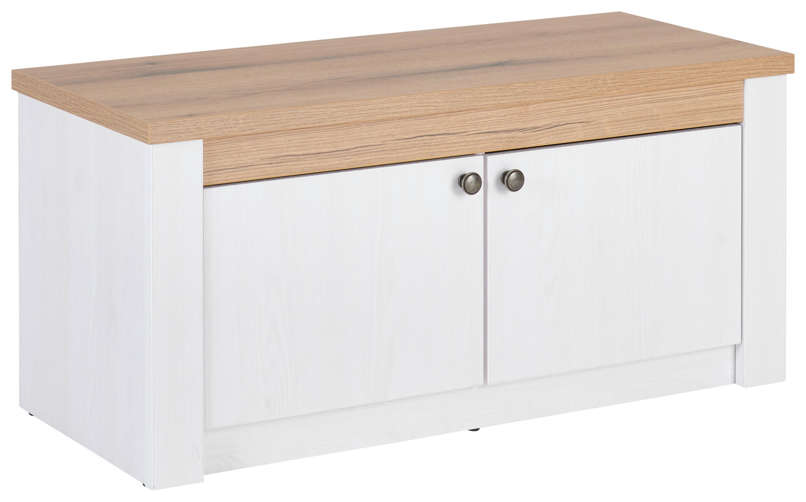 Sitzbank Rovigio Weiß, Eiche-/ Lärchefarben Dekor B: 97 Cm