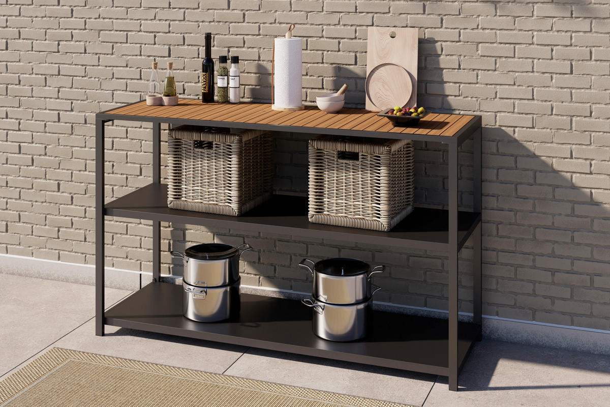 VENKOVNÍ KUCHYNĚ  - šedá/přírodní barvy, Moderní, kov/plast (150/90/50cm) - Ambia Garden