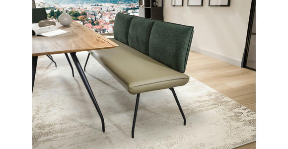 SITZBANK 200/88/62 cm  in Grün, Olivgrün  - Schwarz/Olivgrün, Design, Textil/Metall (200/88/62cm) - Moderano
