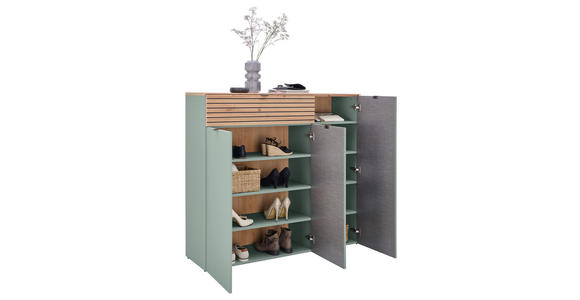 SCHUHSCHRANK 136/125/41 cm - Schwarz/Eiche Artisan, MODERN, Holzwerkstoff/Metall (136/125/41cm) - Voleo